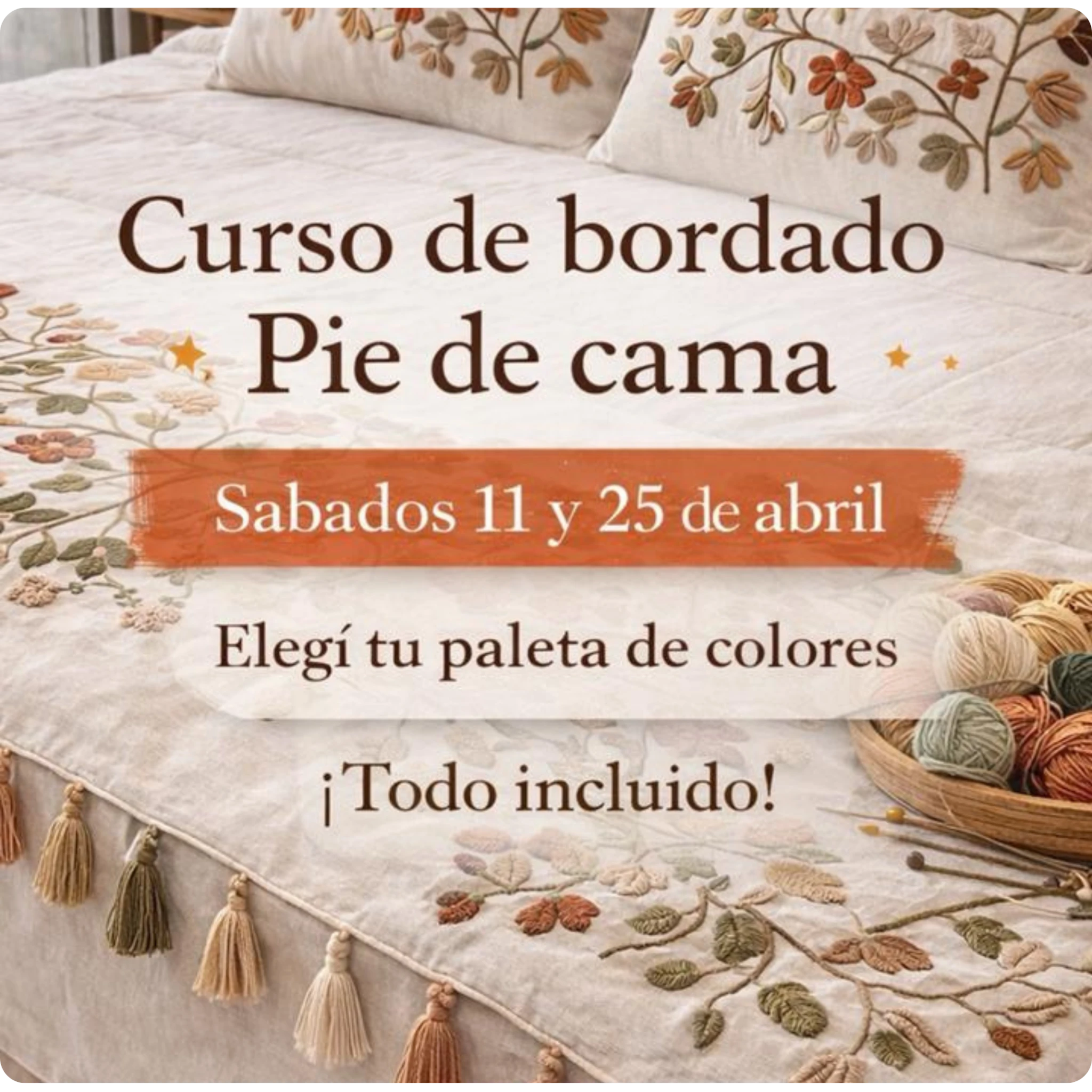 Curso bordado pie de cama rosario argentina santa fe seminario