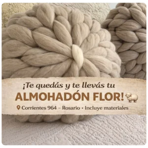 Almohadón FLor tejido Georgina Rosario Argentina