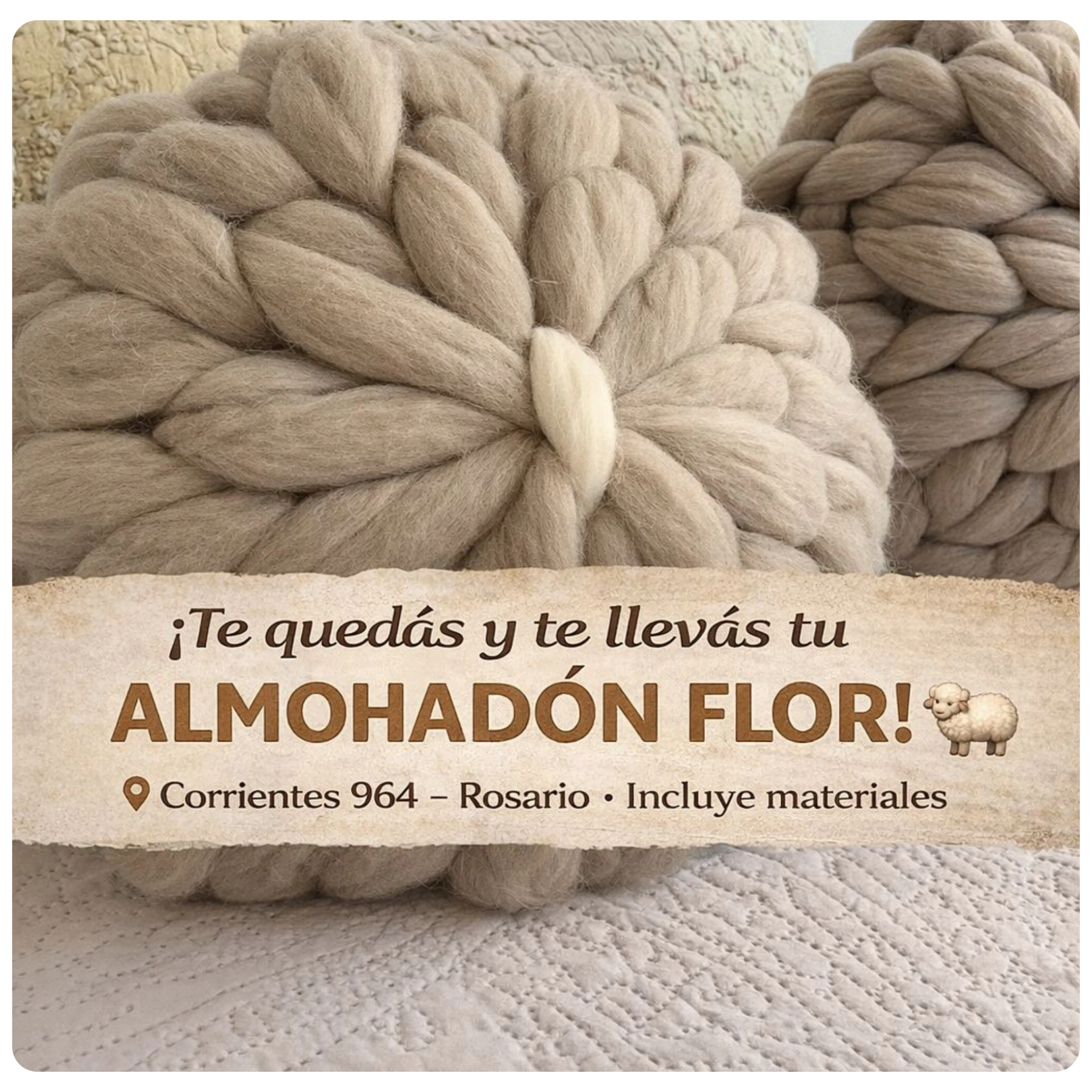 Almohadón FLor tejido Georgina Rosario Argentina